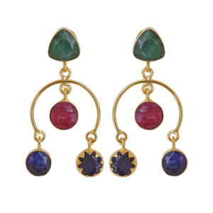 Pendientes de Piedra Natural con Baño de Oro de 18K, Latón Clásico, Venta al Por Mayor - Product Image 1