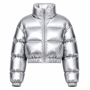 Women's Stand Collar Down <b>Jackets</b> <b>Cropped</b> Style <b>Puffer</b> Coat OEM ODM Custom Made Winter Women's Outerwear Customized - Product Image 4