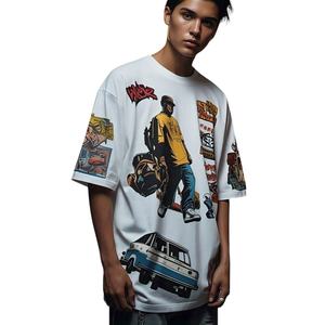 T-shirt à manches longues à épaules tombantes 250GSM blanc surdimensionné 100% coton long pour hommes coupe ample - Product Image 1