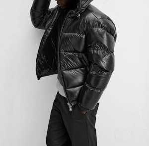 Veste matelassée unisexe à capuche pour l'hiver, en toile et polyester, coupe-vent, fermeture éclair sur le devant, coupe décontractée, color block - Product Image 5