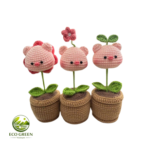 Crochet Flower Pot Animal <b>Doll</b> Handmade Yarn Plush Cute Home Decoration Emotional Support Toy for Adults - Product Image 4