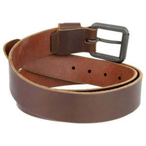 Cinturón Casual de Cuero Genuino con Hebilla de Hierro, Cinturón de Hombre de Cuero Vacuno Marrón Sólido y Duradero - Product Image 6
