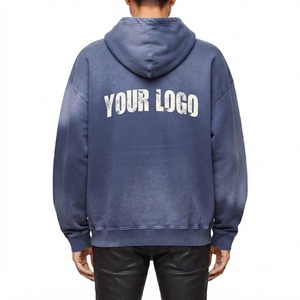 Sweat à capuche uni pastel pour homme, 100% coton molletonné, poche kangourou, style vintage, streetwear décontracté, vêtement d'hiver, numérique - Product Image 5