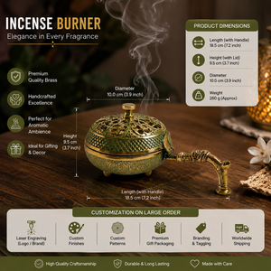 Handcrafted Brass Incense Burner Bakhoor Burner <b>Oud</b> Burner Charcoal Censer Aroma <b>Diffuser</b> Home Decor OEM ODM Gift - Product Image 5