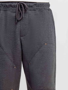 Shorts texturés gris pour hommes, taille élastique, couleur unie, décontractés, respirants, longueur genou - Product Image 4