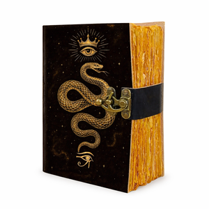 Cuaderno de tapa dura de cuero con estampado de serpiente vintage, tamaño A5, 100 páginas, cuaderno de bocetos, cuaderno de caligrafía, papel sin ácido con borde deshilachado - Product Image 2