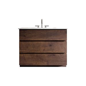 Mobile bagno moderno TIA 36 pollici in noce con lavabo, 3 fori per rubinetteria, ampio spazio contenitivo, mobiletto autoportante per bagni moderni - Product Image 1