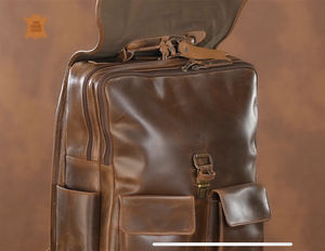 Sac à dos en cuir véritable pour voyage et usage quotidien, sac à dos en cuir pour homme et femme, style décontracté, sac à dos en cuir de qualité supérieure - Product Image 3