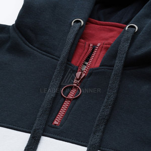 Sweat-shirt blanc unisexe surdimensionné à col montant semi-zippé en molleton mélangé de coton, pull uni à quart de zip - Product Image 5
