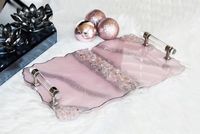 Elegantes Art-Deco-Tablett mit vertikalem Blumenmuster, rechteckig, multifunktional, berührungsempfindlich, aus rosa Epoxidharz, MT Exports für Weihnachten