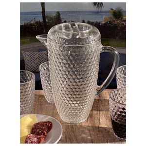 Caraffa per Acqua in Plastica Infrangibile Senza BPA da 2,5 Quarti con Coperchio, Taglio Diamantato, per Bevande, Succhi, Tè e Bollitori - Product Image 5