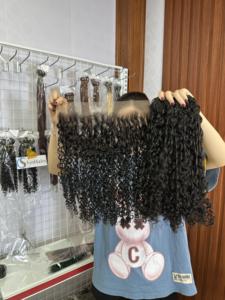 100% Human Hair Extension Unprocessed Double Drawn Vietnamese Virgin Weft Extension Bone Straight 190% Density 52cm <b>Head</b> Size - Product Image 3