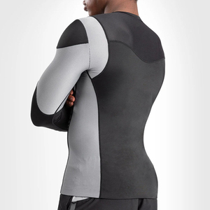 Haut de sport à manches longues pour homme, color-block, à séchage rapide, noir et gris, en Spandex et Polyester - Product Image 3