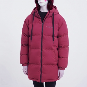 Chaqueta Acolchada Larga con Capucha para Mujer, Color Sólido, Abrigo Cálido de Invierno, Manga Larga, Relleno de Poliéster - Product Image 1