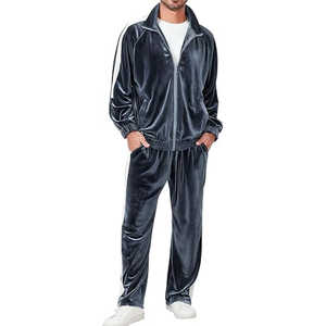 Mens 2 Piece <b>Velour</b> Tracksuit Full Zip Jackets Pants Velvet Jogging Suits Sweatsuit Set - Product Image 1