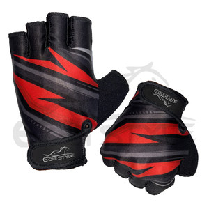Guantes de Ciclismo de Medio Dedo Personalizados por Sublimación, Negros y Rojos, Transpirables, Cómodos, con Logotipo Personalizado, para Hombre - Product Image 2