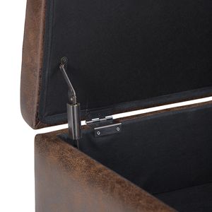 Owen - Mesa de centro otomana de almacenamiento en marrón castaño envejecido, taburetes y otomanas - Product Image 2