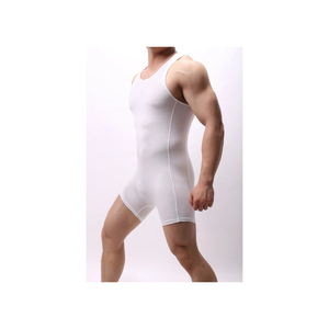 Men's <b>White</b> Solid Color <b>Tank</b> <b>Top</b> with Shorts Breathable Lightweight 100% Polyester Casual Wear V-neck Knitted Sporty Gym Wear - Product Image 6