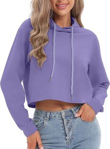 Sudadera con capucha corta para mujer, sudadera con capucha y cordón de manga larga, top informal estilo streetwear - Product Image 3