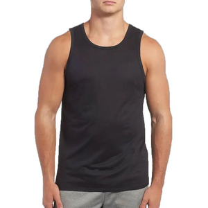 Men's Solid <b>Black</b> O-Neck Knitted Tank <b>Top</b> Casual Sleeveless <b>Vest</b> Plain Dyed Style Wholesale Custom Logo Comfortable Solid Color - Product Image 1