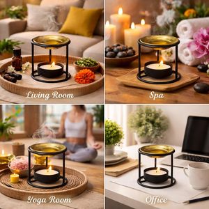 Metal Aromatherapy <b>Oil</b> <b>Burner</b> and Wax Melter with Brass Bowl and Tealight Candle Holder Decorative Home Fragrance <b>Oil</b> Wax Warmer - Product Image 3