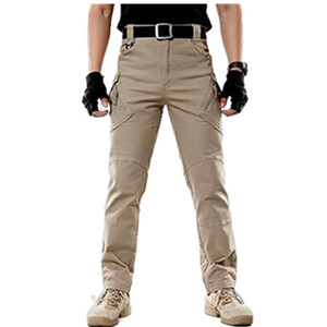 Pantalon cargo décontracté pour homme avec poches, taille élastique, tissu polyester/coton - Product Image 2