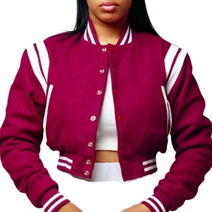 Custom Women <b>Crop</b> Top Varsity <b>Jacket</b> Premium Wool Blend Fashion Sample Service Available Direct Factory Export - Product Image 2