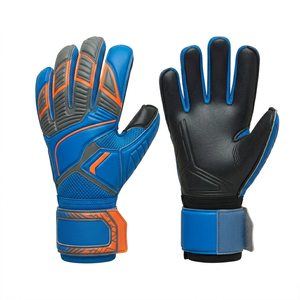 High Performance Football Goalkeeper <b>Gloves</b> Blue Black Orange Full Finger PU Breathable Non-Slip Adjustable Wrist Strap Unisex - Product Image 1