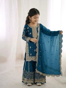 <b>Women</b> Kurti Palazzo Set Designer Ethnic Wear <b>Kurta</b> Palazzo Suit Festive Party Wear Wedding Outfit Modern Traditional Style - Product Image 4