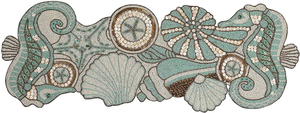 Chemin de table artisanal à thème côtier avec coquillages et perles, multicolore, pour décoration de table de plage ou de mariage - Product Image 2