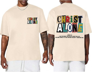 Camiseta Gráfica Oversize Vintage de Algodón Pesado con Estampado Personalizado, Estilo Urbano y de Moda - Product Image 1