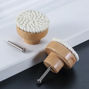 Manijas de ratán al por mayor para puertas de entrada, tiradores decorativos tejidos para armarios y cómodas - Product Image 6