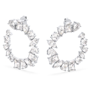 ต่างหูห่วงเพชรโมอิสซาไนต์ REYES ทองคำขาว 14K แท้ รับรองโดย GRA ของขวัญวันครบรอบแต่งงานที่สมบูรณ์แบบ เครื่องประดับชั้นดีสำหรับผู้หญิง - Product Image 1