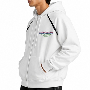 Sweat à capuche zippé pour homme 100% coton brodé, service OEM personnalisé, coupe oversize, molleton, streetwear, pour l'extérieur - Product Image 4