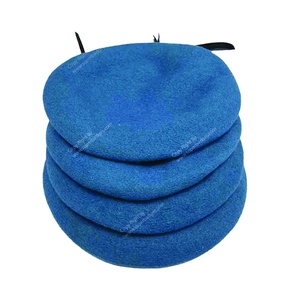 Boina de lana personalizada Sombrero azul oscuro con insignia Boinas rojas con banda de cuero Precio al por mayor Boinas del vendedor - Product Image 1