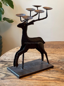 Porte-bougie décoratif en métal de luxe en forme de cerf, décoration de table rustique pour Noël, accent décoratif pour la maison - Product Image 4