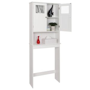 Mobiletto Salvaspazio Bianco da Bagno Sopra il WC con Ripiano Regolabile e Doppia Anta - Collezione Arredamento - Product Image 2