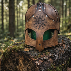 Medieval Viking Leather Liner Helmet Industrial/DIY Grade <b>Silver</b> Durable Leather Wearable Helmet Costume for Outdoor Use - Product Image 2