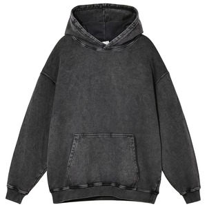 Sudadera con Capucha Extra Grande para Hombre, 100% Algodón, Felpa Francesa, Color Sólido Lavado, Diseño con Bolsillo, Informal, Otoñal, Tejida, Manga Larga - Product Image 6