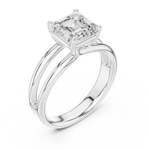 Anillo de diamante solitario de oro blanco de 14k con certificado GRA, diamante de corte Asscher brillante con engaste de puntas, joyería de diamante cultivado en laboratorio al precio más bajo. - Product Image 5