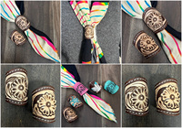Eleganter handgefertigter Blumen-Leder-Schalhalter, robustes Design, Western-Schalhalter, Damen-Halstuchhalter, Woggles Rajasthan
