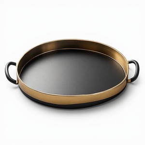 Royal Noir Gold <b>Metal</b> <b>Tray</b> Collection Designed For Premium Dining Stylish Entertaining And Refined Contemporary Interiors - Product Image 1