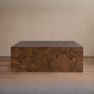 Mesa de Centro de Lujo de Madera de Teca Sólida, Hecha a Mano, de Madera Orgánica, Estilo Rústico Moderno para Sala de Estar - Product Image 6