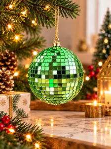 Small Green <b>Disco</b> Ball 10cm Handmade Mirror Mosaic Sphere Reflective Party <b>Decoration</b> Retro <b>Disco</b> Home Decor Hanging Ornament - Product Image 5