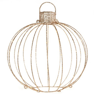 <b>Large</b> Gold Glitter Wire <b>Christmas</b> <b>Bauble</b> Ornament Featuring A Spherical Open Frame Design Ideal For Festive Holiday Decoration - Product Image 3