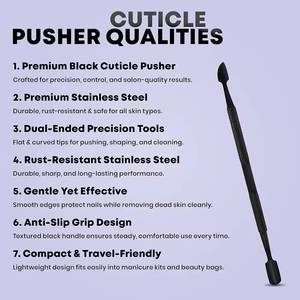 Pousse-cuticules double extrémité en acier inoxydable avec étui pour manucure, kit réutilisable pour le soin des cuticules - Product Image 4