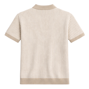 Polo en maille beige pour homme, manches courtes, respirant, coupe ajustée, style décontracté, idéal pour l'été, qualité supérieure, vêtements de style - Product Image 3
