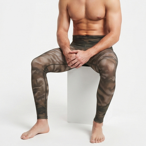 Leggings en maille transparente camouflage pour homme, 100% polyester, leggings ajustés transparents, pantalon camouflage transparent pour homme - Product Image 4