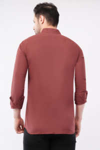 <b>Mens</b> Full Sleeve Cotton <b>Shirt</b> Regular Fit <b>Red</b> Solid Classic Button Down <b>Shirt</b> Breathable Lightweight Summer Wear Spread Collar - Product Image 5