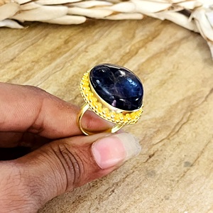 Latest Style Boho Gemstone <b>Ring</b> Vintage Brass <b>Rings</b> Women 18k Gold Plated Ethnic Oval Beaded Tribal <b>Statement</b> Wholesale/OEM/ODM - Product Image 3